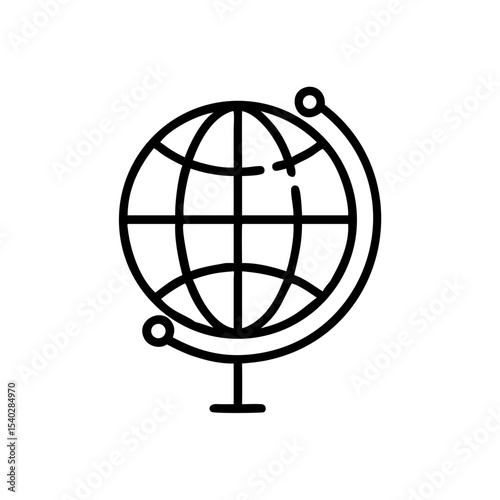 Black Globe Icon in Silhouettes Style Representing Global Network or Internet Connectivity on White Background