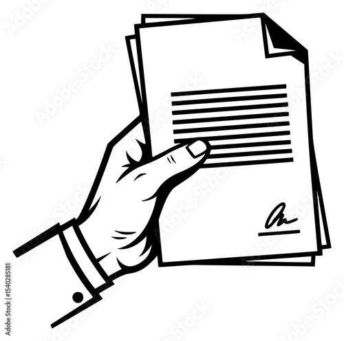 Silhouette of Hand with Paper Representing Agreement or Approval