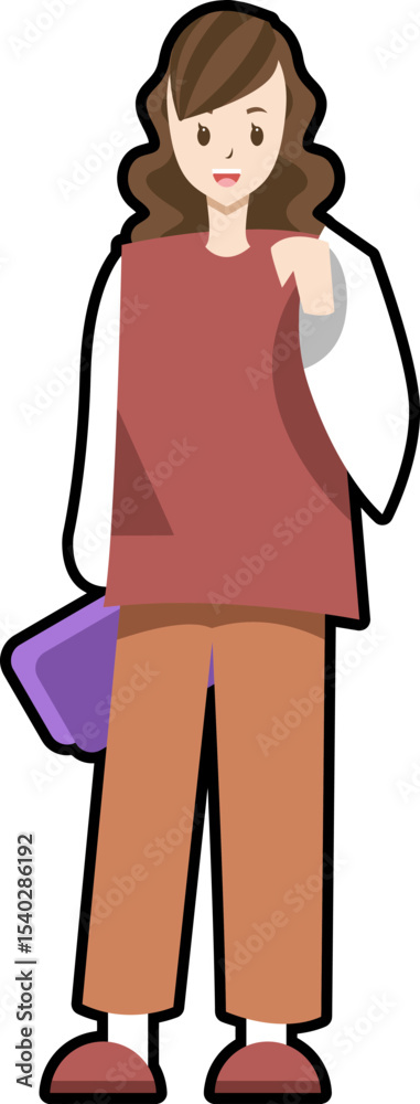 Woman's Portrait: A woman, possibly an office employee, poses holding a document bag Woman's Portrait: A woman, possibly an office employee, poses holding a document bag