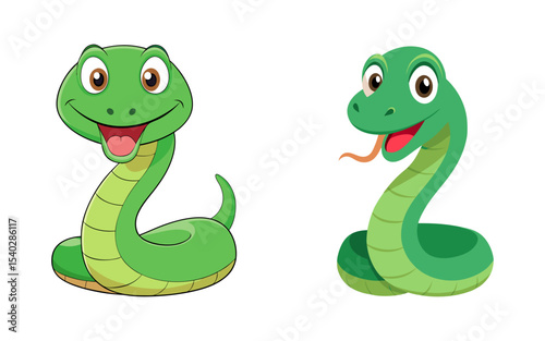 Set of cartoon snake vector illustration design
