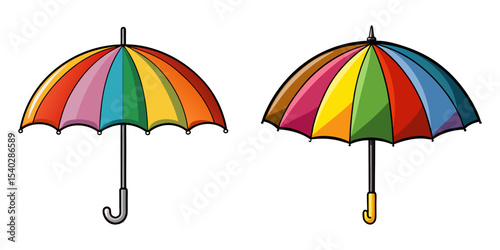 Set of colourful umbrella vector illustration design