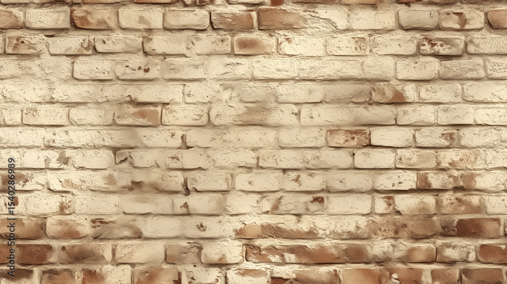 Obraz premium Seamless light beige brick wall with subtle shadows and an aged texture, perfect for vintage or rustic backgrounds