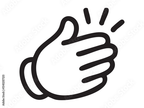 Black outline of clapping hand gesture icon isolated on white background, graphic illustration. concept of applause, hand sign, emoji, communication, design element