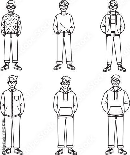 Stylish Men's Fashion Illustrations Outfit Ideas for Casual Wear