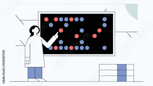 Scientist Presenting Data on Interactive Board