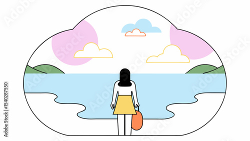 Woman Contemplating Ocean View
