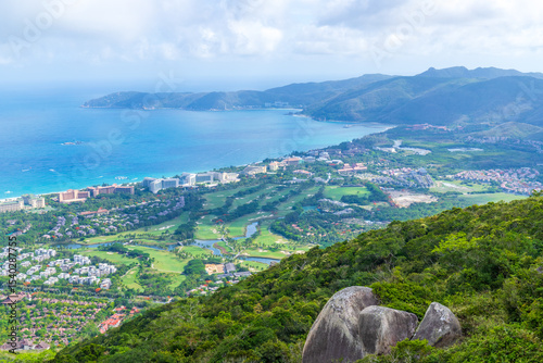 A panoramic view of the seaside in Yalong Bay, Sanya City, Hainan Province, China