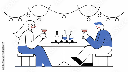 Couple Enjoying Wine and Appetizers Outdoors