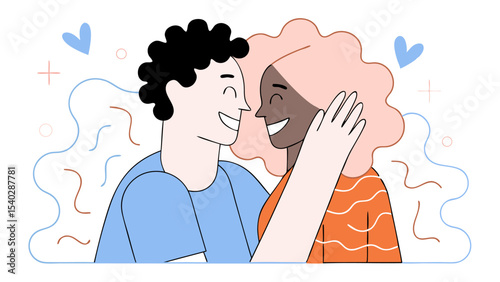 Happy Interracial Couple in Love