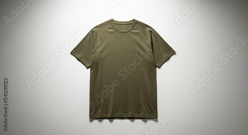 Minimal Olive Green Athletic T-Shirt Laid Flat on a Neutral Background for Fashion and Fitness Enthusiasts