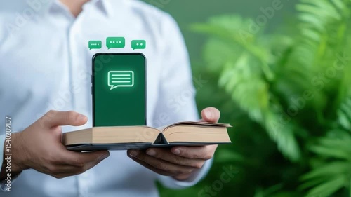 Innovative Communication Concept with Smartphone and Open Book Blending Technology and Learning in Modern Digital Age