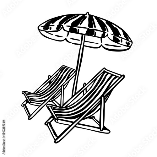 beach chair and umbrella