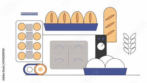 Bakery Oven with Bread and Dough