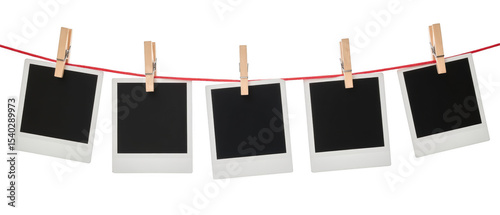 Wallpaper Mural Empty photo frames hanging on string with clothespins, perfect for displaying memories or artwork Torontodigital.ca