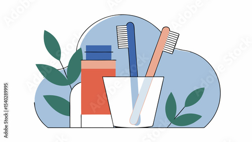 Modern Minimalist Toothbrush and Toothpaste Illustration