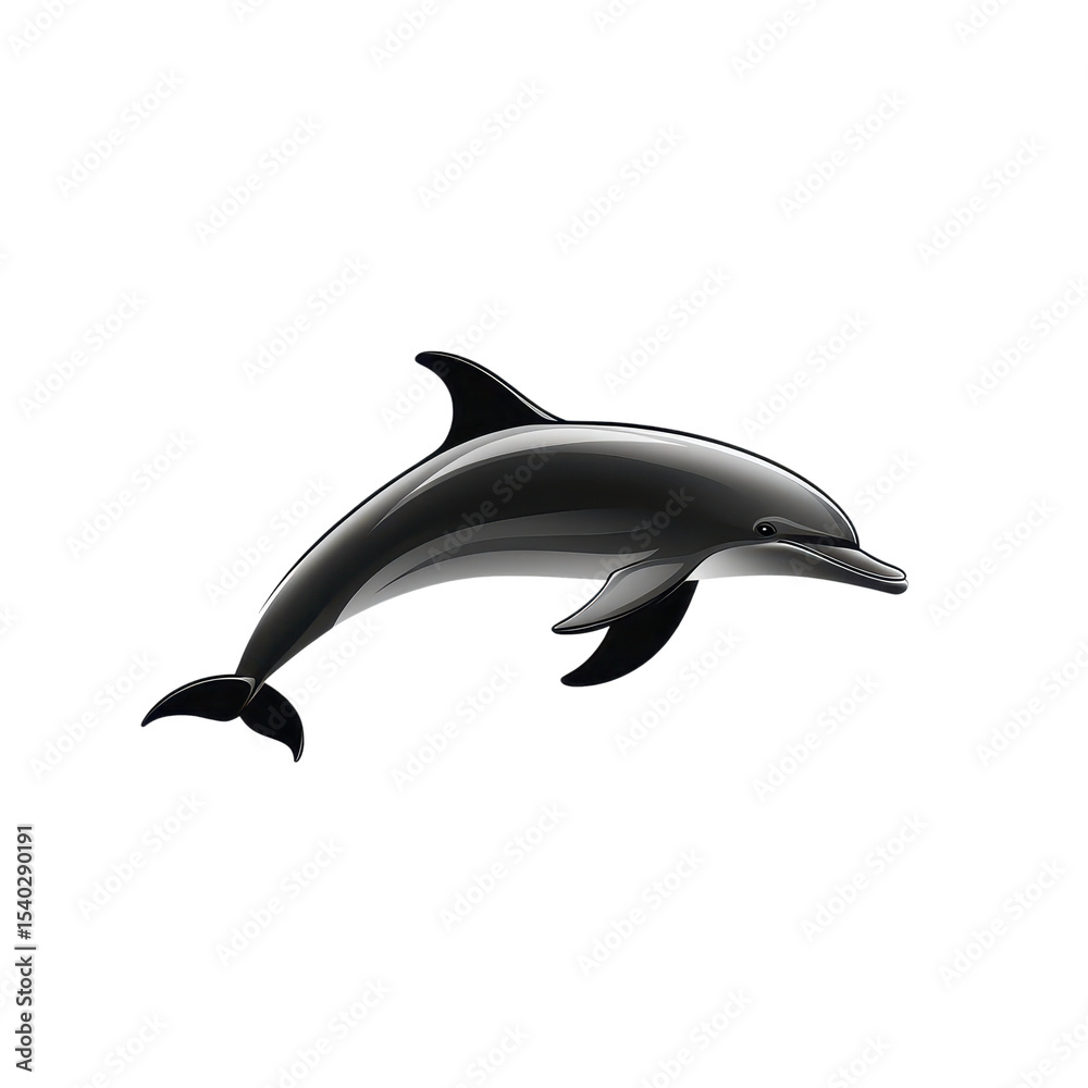 Fototapeta premium Silhouette dolphin vector illustration isolated on transparent background.