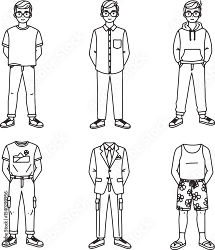 Stylish Men's Fashion Illustrations Outfit Ideas for Different Occasions