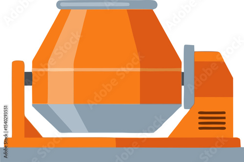Vibrant Orange Cement Mixer Illustration