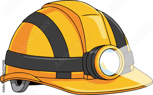 Yellow Hard Hat with Integrated Headlamp