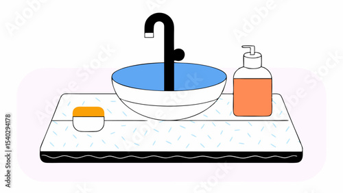 Modern Bathroom Sink with Soap Dispenser and Cream Jar