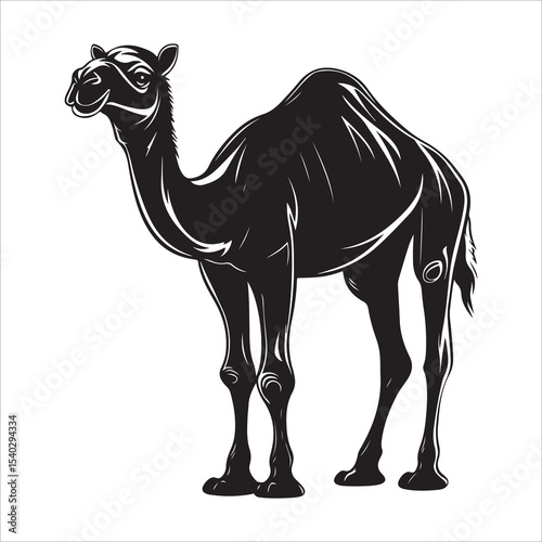 Silhouette of camel, camel vector illustration art