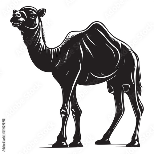 Silhouette of camel, camel vector illustration art