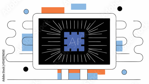AI Chip Technology Abstract Illustration