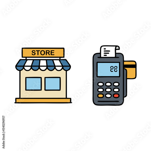 3D icon pack of store, tag, escalator, and POS