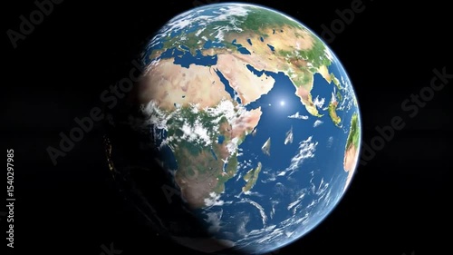 Earth Rotating Showing Day and Night City Lights in Space