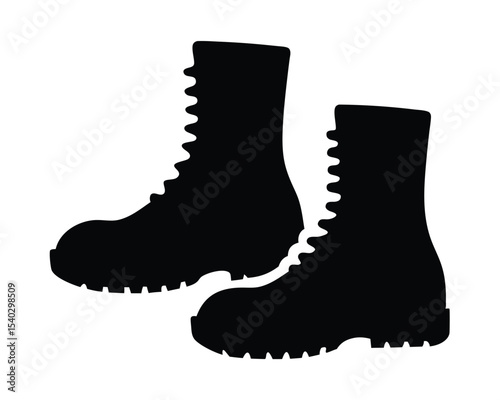 Combat Boot Silhouette Vector, Army Boot Silhouette