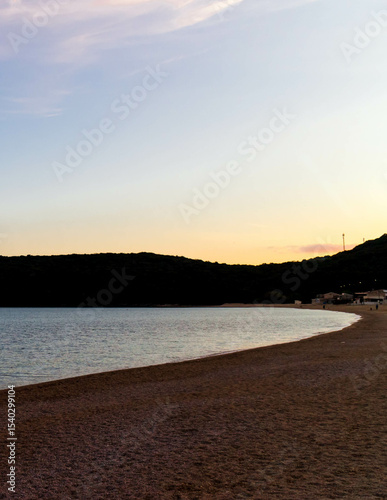 Sunset sky over Jaz Beach near Budva. Montenegro.