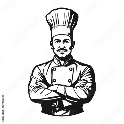 Confident Chef Portrait Culinary Art Restaurant Menu Design Graphic