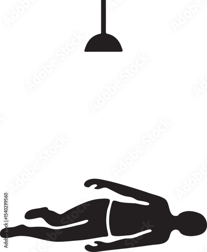 Person Lying Under Hanging Light Crime Scene Icon
