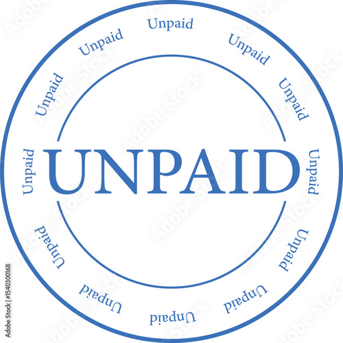 Blue "UNPAID" Grunge Rubber Stamp Vector Icon