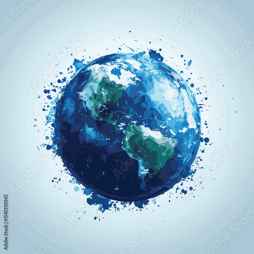 Global Business Concept with Abstract Planet Earth on Background, vector style simple color