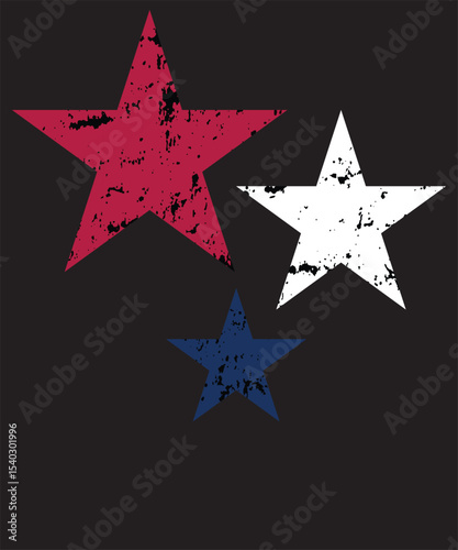 Two stars in red and blue isolated on transparent background