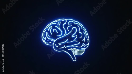 Glowing Neon Brain Animation Abstract Neurological Science Technology Concept Medical Healthcare Artificial Intelligence A I Mind Thinking Innovation Futuristic Cyberpunk Digital