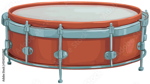 A digital illustration of an orange snare drum. The drum is depicted from a slightly elevated angle showing the top and side. The drum shell is primarily orange, with a lighter-colored drumhead.