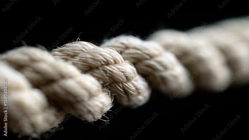 Close-up view of a twisted rope showcasing intricate fiber details and texture in natural light