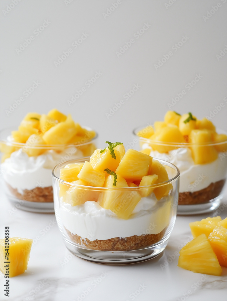 Creamy pineapple dessert verrines are waiting to be tasted Creamy pineapple dessert verrines are waiting to be tasted