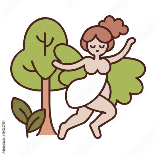 Fairy dancing playfully among leafy trees in a whimsical style  