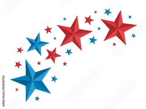 Festive Red and Blue Stars on Black Background Perfect for Celebrations Decorations and Patriotic Designs