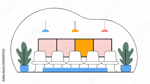 Modern Minimalist Waiting Area Illustration