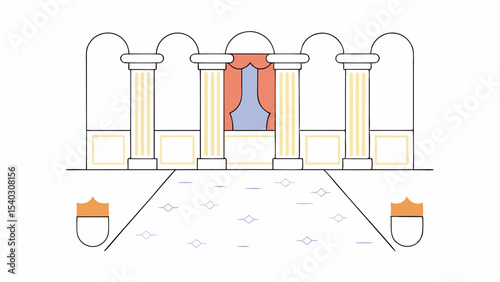 Grand Entrance with Columns and Crown Crest