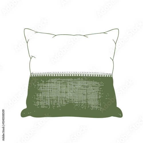 Single Cushion Doodle Illustration – Hand-Drawn Black and White Line Art on Transparent Background