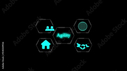 A Agility concept button on a futuristic ,beautiful abstract wave technology background, program, prompt, succeed, success, successful, swift, system, word envelopment, dynamic,