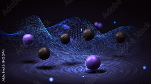 Acoustic tweezer particle array background with levitated silica spheres in ultrasound nodes, physics art.