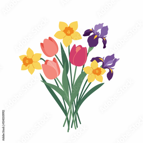 Wallpaper Mural Vibrant Spring Bouquet of Tulips, Daffodils, and Irises Torontodigital.ca