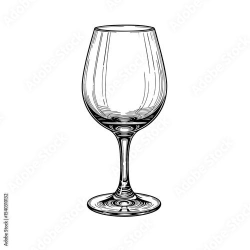 Wine Glass Doodle Illustration – Hand-Drawn Black and White Line Art on Transparent Background