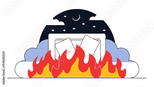 Burning Tarot Cards in the Night